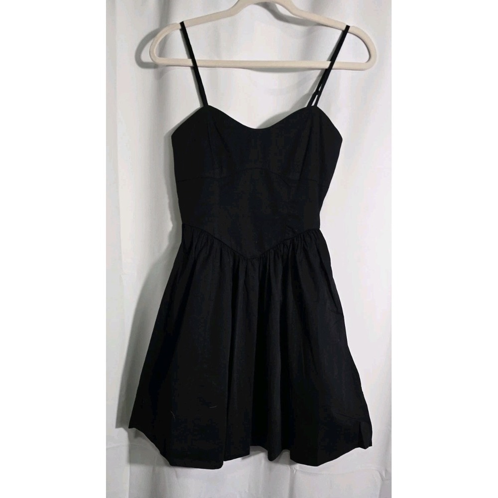 The Drop-  Perla Solid Black Spaghetti Straps XS